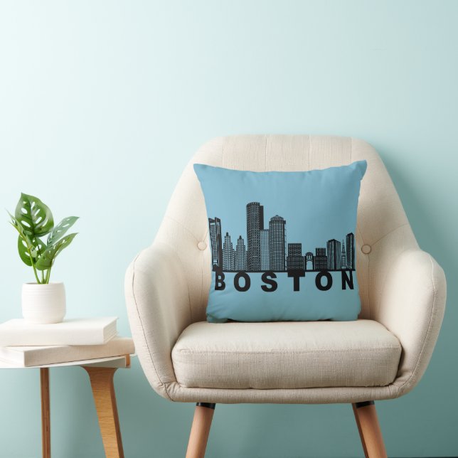 Boston Silhouet van de Stad  Kussen (Stoel)