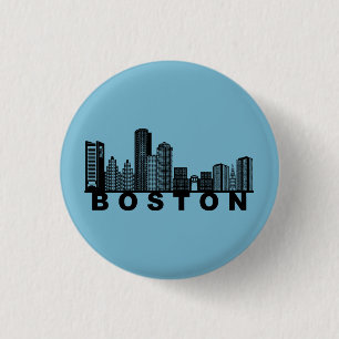 Boston Silhouet van de Stad  Ronde Button 3,2 Cm