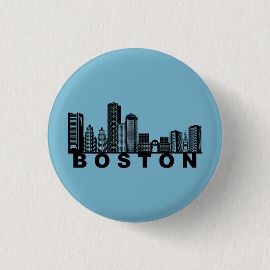 Boston Silhouet van de Stad Ronde Button 3,2 Cm (Voorkant)