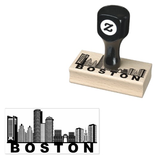 Boston Silhouet van de Stad  Rubberstempel (Gestempeld)