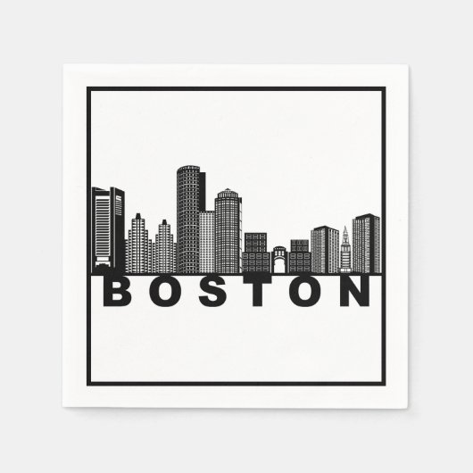 Boston Silhouet van de Stad Servet (Voorkant)