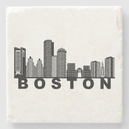 Boston Silhouet van de Stad Stenen Onderzetter