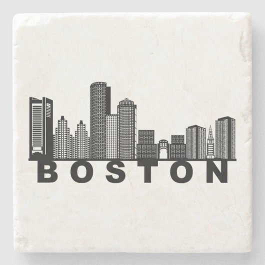 Boston Silhouet van de Stad  Stenen Onderzetter (Voorkant)