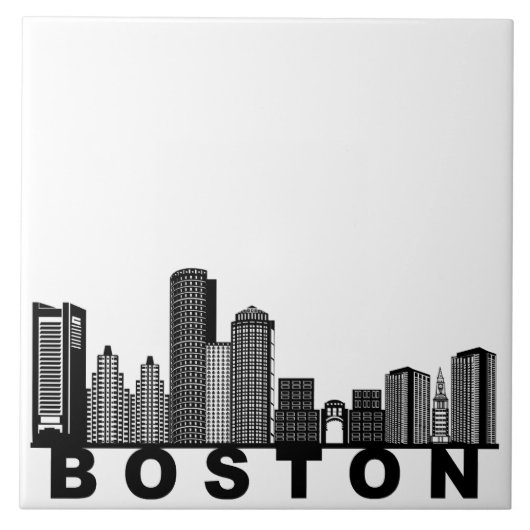 Boston Silhouet van de Stad Tegeltje (Voorkant)