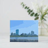 Boston Silhouette Charles River Schilderij Kaart (Staand voorkant)