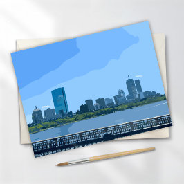 Boston Silhouette Charles River Schilderij Kaart
