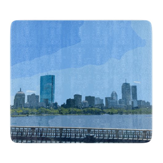 Boston Silhouette Charles River Schilderij Snijplank (Voorkant)
