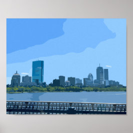 Boston Silhouette Charles Rivier Schilderij Poster
