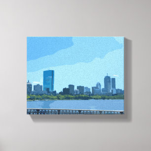 Boston Silhouette Charles Rivier Schildering Canvas Afdruk