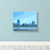 Boston Silhouette Charles Rivier Schildering Canvas Afdruk (Insitu (Houten vloer))