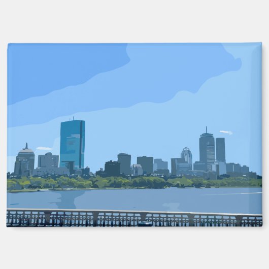 Boston Silhouette Charles Rivier Schildering Magneet (Voorkant)
