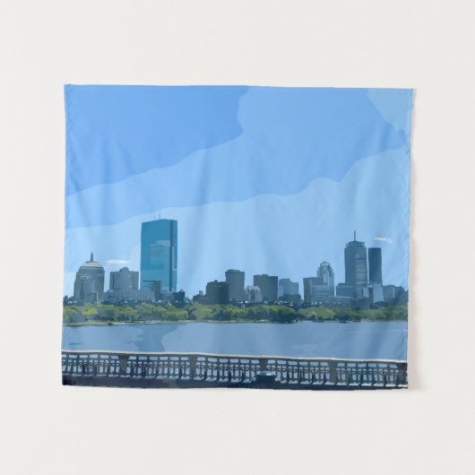 Boston Silhouette Charles Rivier Schildering Wandkleed (Voorkant (horizontaal))