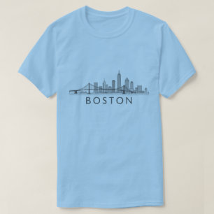 Boston Silhouette Gedetailleerde Lijnkunst   Stede T-shirt