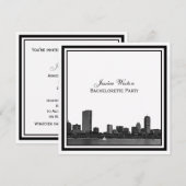 Boston Silhouette Gegraveerd Ingelijst Vrijgezelle Kaart (Voorkant / Achterkant)