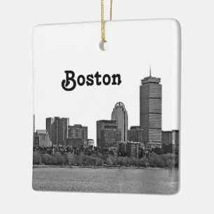 Boston Silhouette Gegraveerd Keramisch Ornament