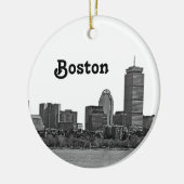 Boston Silhouette Gegraveerd Keramisch Ornament (Links)