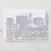 Boston Silhouette Met Custom House Toren Kaart (Achterkant)