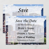 Boston Silhouette Met Custom House Tower Bewaar Da Save The Date (Voorkant / Achterkant)