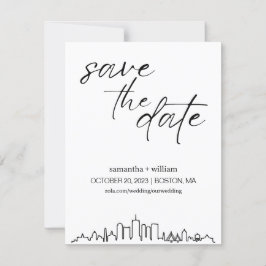 Boston Silhouette MINIMALIST Save The Date Kaart