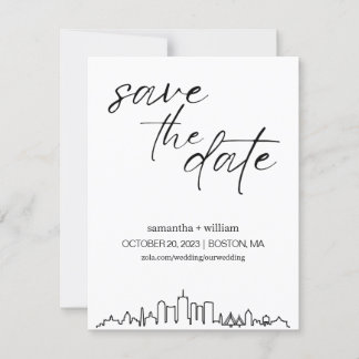Boston Silhouette MINIMALIST Save The Date Kaart