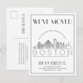 Boston Silhouette Moderne Deco | Adres Gewijzigd Aankondigingskaart (Voorkant / Achterkant)