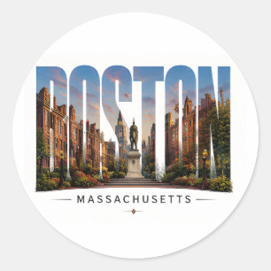 💙 Boston Silhouette Moderne Stadsstijl 💙 Ronde Sticker