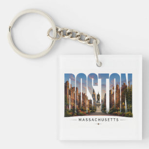 💙 Boston Silhouette Moderne Stadsstijl 💙 Sleutelhanger