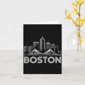 Boston Silhouette Retro Vintage Stads Liefhebbers  Kaart (Gele Bloem)