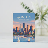 Boston Silhouette USA Briefkaart (Staand voorkant)