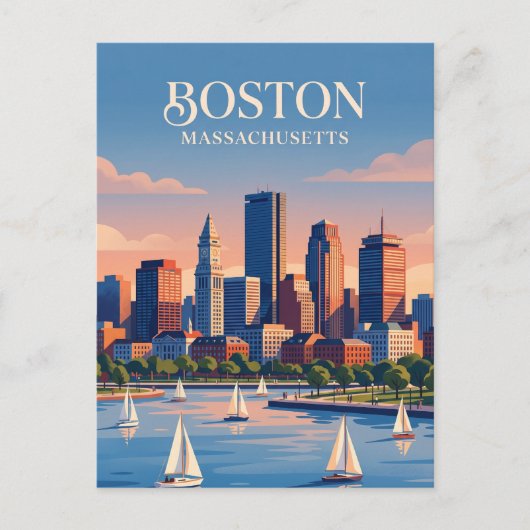 Boston Silhouette USA Briefkaart (Voorkant)