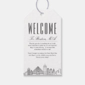 Boston Silhouette | Welkomstbericht Cadeautags Cadeaulabel (Voorkant)