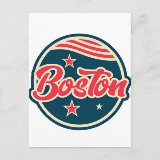 Boston Silhouette & Zeilboten | Massachusetts Ansi Briefkaart (Voorkant)