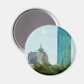 Boston Skyline Abstract Impressionisme Magneet (Voorkant / Achterkant)