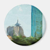 Boston Skyline Abstract Impressionisme Magneet (Voorkant)