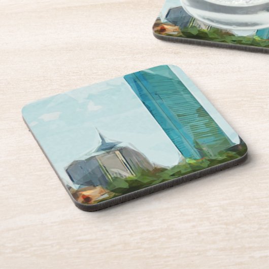 Boston Skyline Abstract Impressionisme Onderzetter (Linkerzijde)