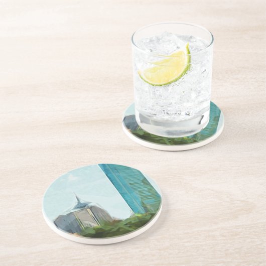 Boston Skyline Abstract Impressionisme Zandsteen Onderzetter (Zijkant)