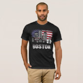 Boston Skyline American Flag T-Shirt (Voorkant volledig)
