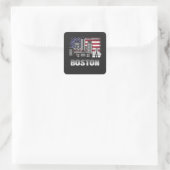 Boston Skyline American Flag Vierkante Sticker (Tas)