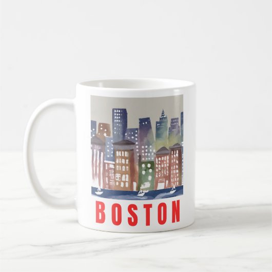 Boston Skyline Art: Historische bezienswaardighede Koffiemok (Links)