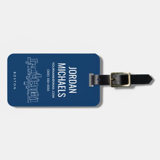 Boston Skyline Bagagelabel (Voorkant horizontaal)