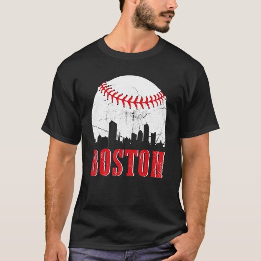  Boston Skyline Baseball Game Day T-shirt (Voorkant)