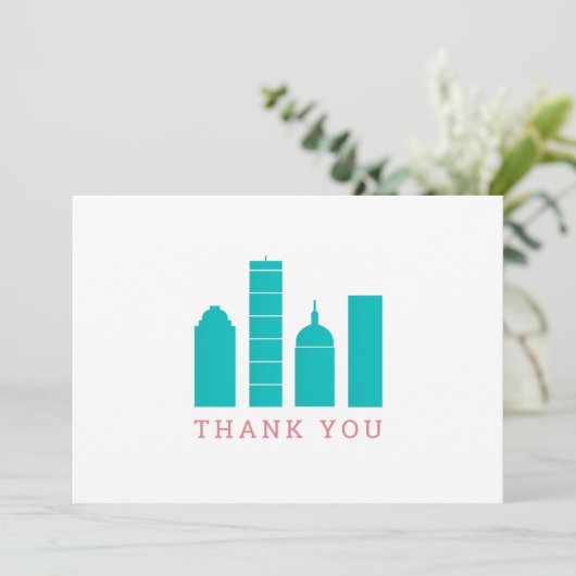 Boston Skyline bedankkaart (Staand voorkant)