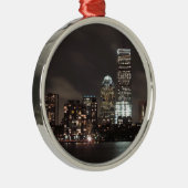 Boston Skyline bij Night Metalen Ornament (Rechts)