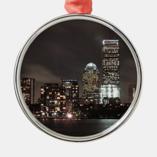 Boston Skyline bij Night Metalen Ornament (Voorkant)