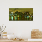 Boston Skyline bij Night Poster (Keuken)
