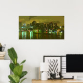 Boston Skyline bij Night Poster (Thuiskantoor)