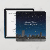 Boston skyline blauw sterrenstelsel geëtst zoet 16 kaart (Voorkant / Achterkant)