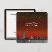Boston skyline blauw sterrenstelsel geëtst zoet 16 kaart (Voorkant / Achterkant)