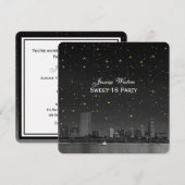 Boston skyline blauw sterrenstelsel geëtst zoet 16 kaart (Voorkant / Achterkant)