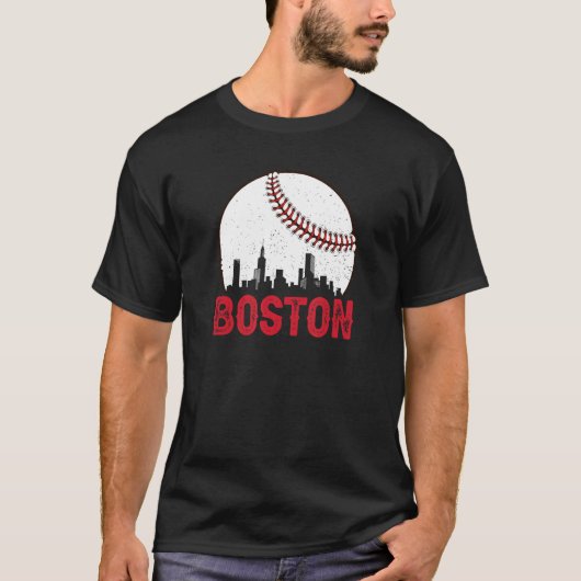 Boston Skyline Boston Massachusetts Baseball Citys T-shirt (Voorkant)